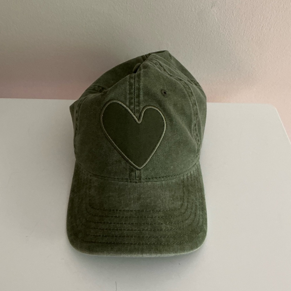 Kerri Rosenthal Olive Imperfect Heart Baseball Cap - Picture 2 of 4